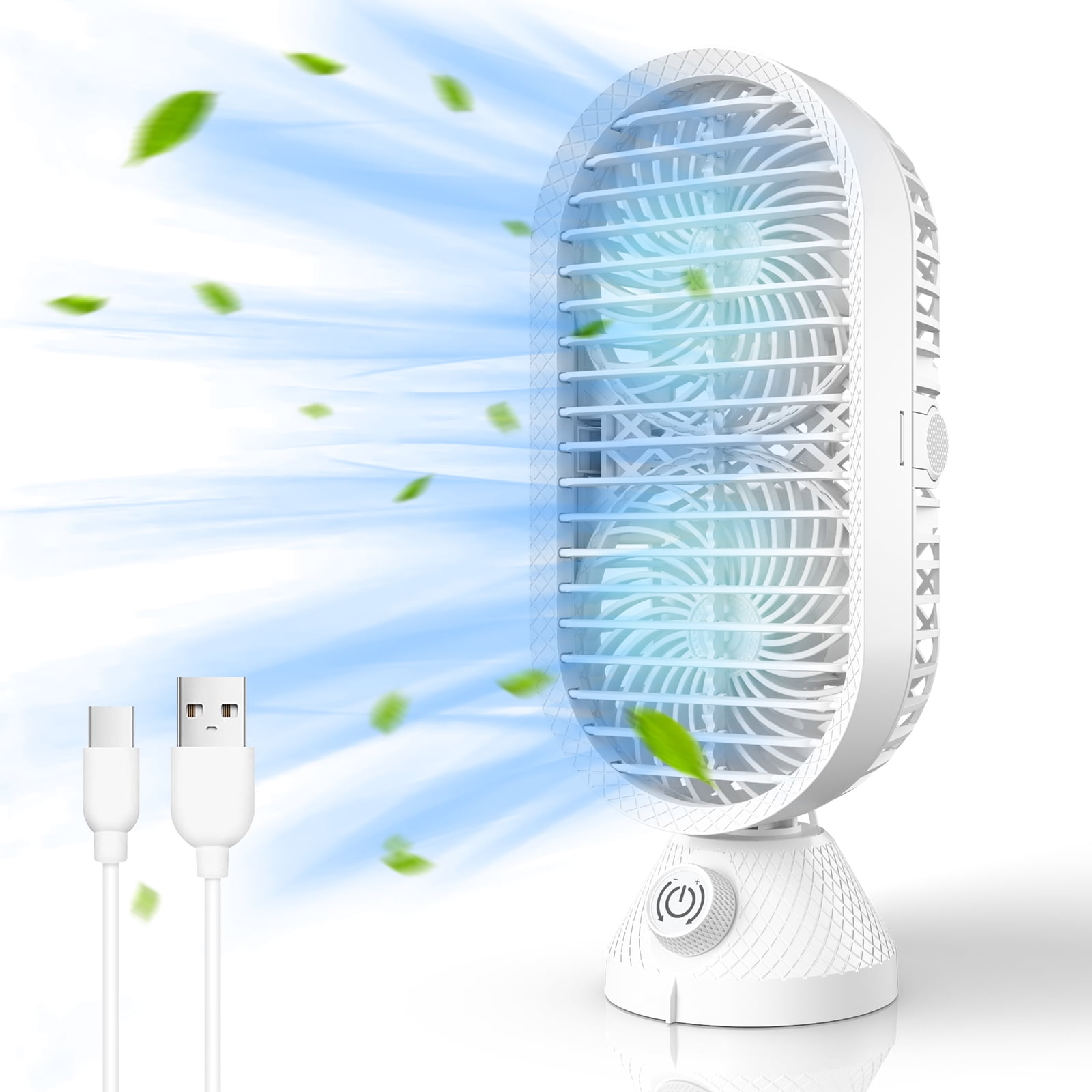 Desk Fans for Home , Oscillating Fan, 180°Adjustment,Low Noise, 11"USB Portable Table Fan with