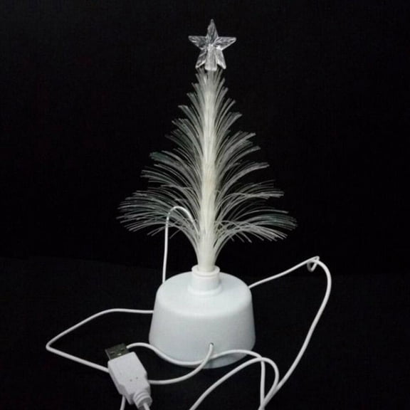 Desk Fiber Optic Christmas Tree, 4.92 Inch USB-Powered Mini Tree with Color-Changing Lights, Festive Decoration for Workspace or Home Office