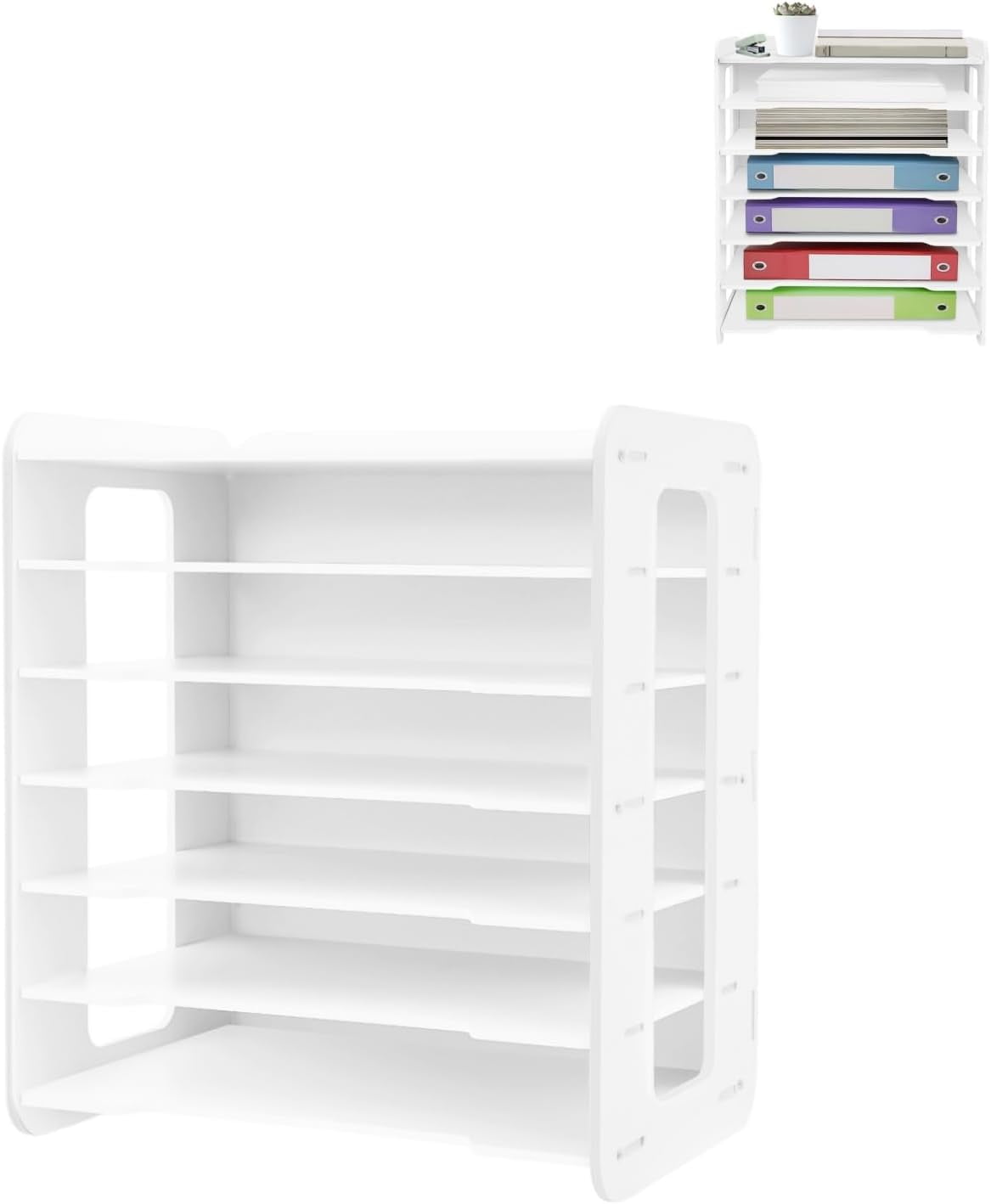 Desk File Organizer 7 Tier Paper Organizer Letter Tray Document Paper Sorter Storage Rack for Letter/A4 Office File Folder