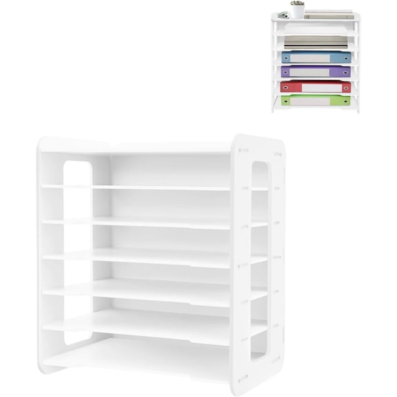 Desk File Organizer 7 Tier Paper Organizer Letter Tray Document Paper Sorter Storage Rack for Letter/A4 Office File Folder