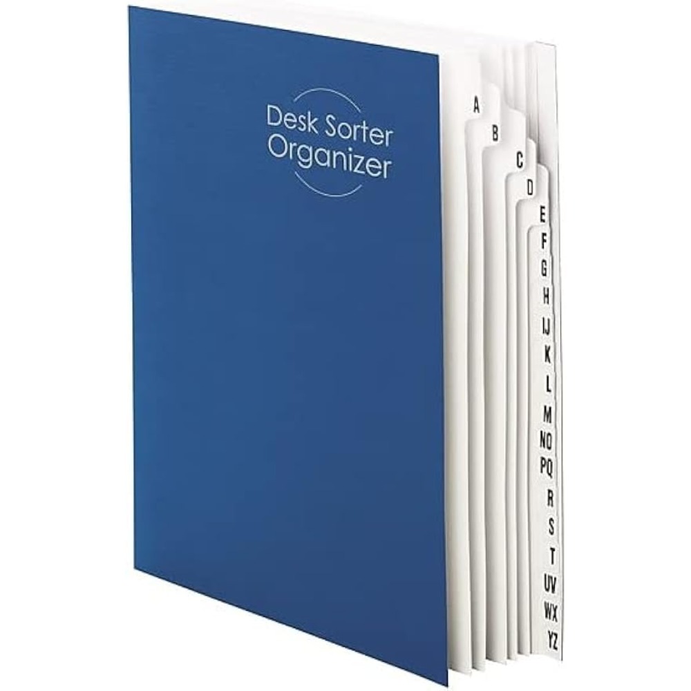 Desk File/Sorter, Alphabetic (AZ), 20 Dividers, Letter Size, Dark Blue