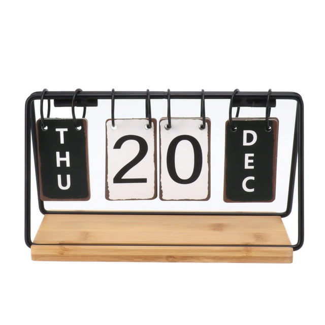 Desk Flip Calendar Iron Frame Wood Base Standing Perpetual Calendar desk-flip-calendar-iron-frame-wood-base-standing-perpetual-calendar