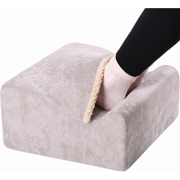 Under Desk Foot Rest with Warm Feet Pocket Ergonomic Office Footstool, Memory Foam, Washable Cover, Non-Slip Bottom, for Heel & Leg Support, Back Pain Relief (Grey+)