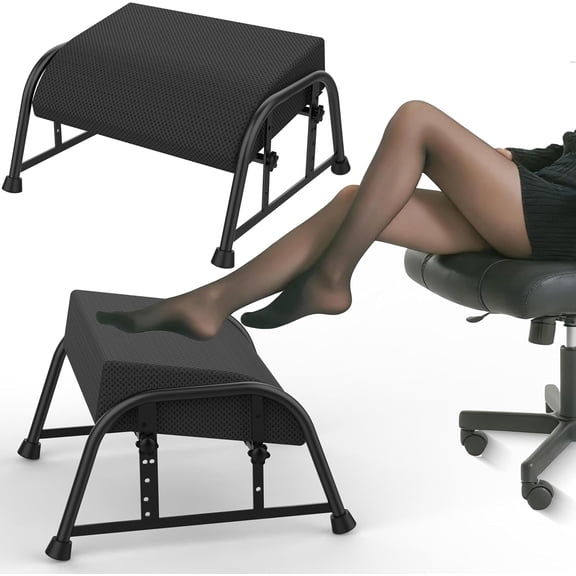 Under Desk Footrest with Memory Foam,Adjustable 10-Level Ergonomic Foot Rest for Office & Gaming Desk for Leg Rest,Reinforced Metal Frame,Non-Slip Base Extra Large