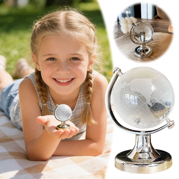 Desk Globe Mini Globe, Rotatable Crystal World Globe For Desktop, Small Decorative Sphere For Home And Office,6X3.5Cm
