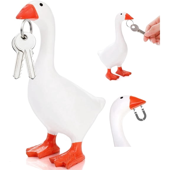 Desk Goose 7 Inch Desktop Goose Statue With Magnetic Beak Used for Key Storage,Funny Goose Figurine for Office Table or Home Garden Decorations