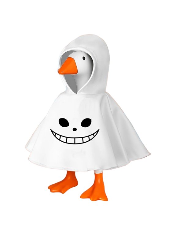 Desk Goose 7 Inch, Halloween Magnetic Desktop Goose Statue, White Ghost Hoodie Outfit Included, Mini Spooky Decor For Office Desk And Household Tabletop