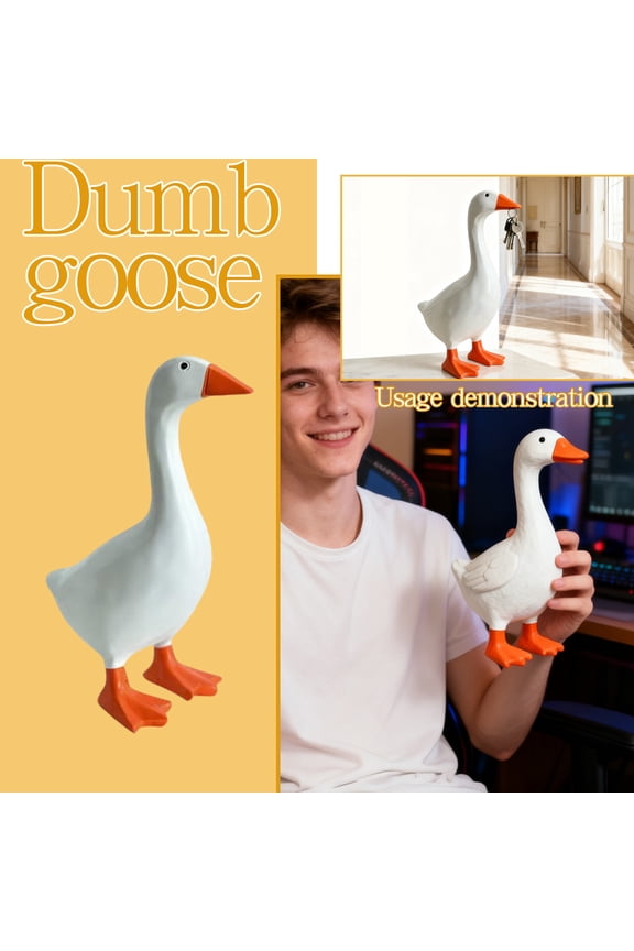 Desk Goose 7 Inch Mini Desktop Statue, Creative Big Keychain Resin Goose Key Pendant for Car Keys or Bag Accessories, Desktop Decoration for Bedroom and Office