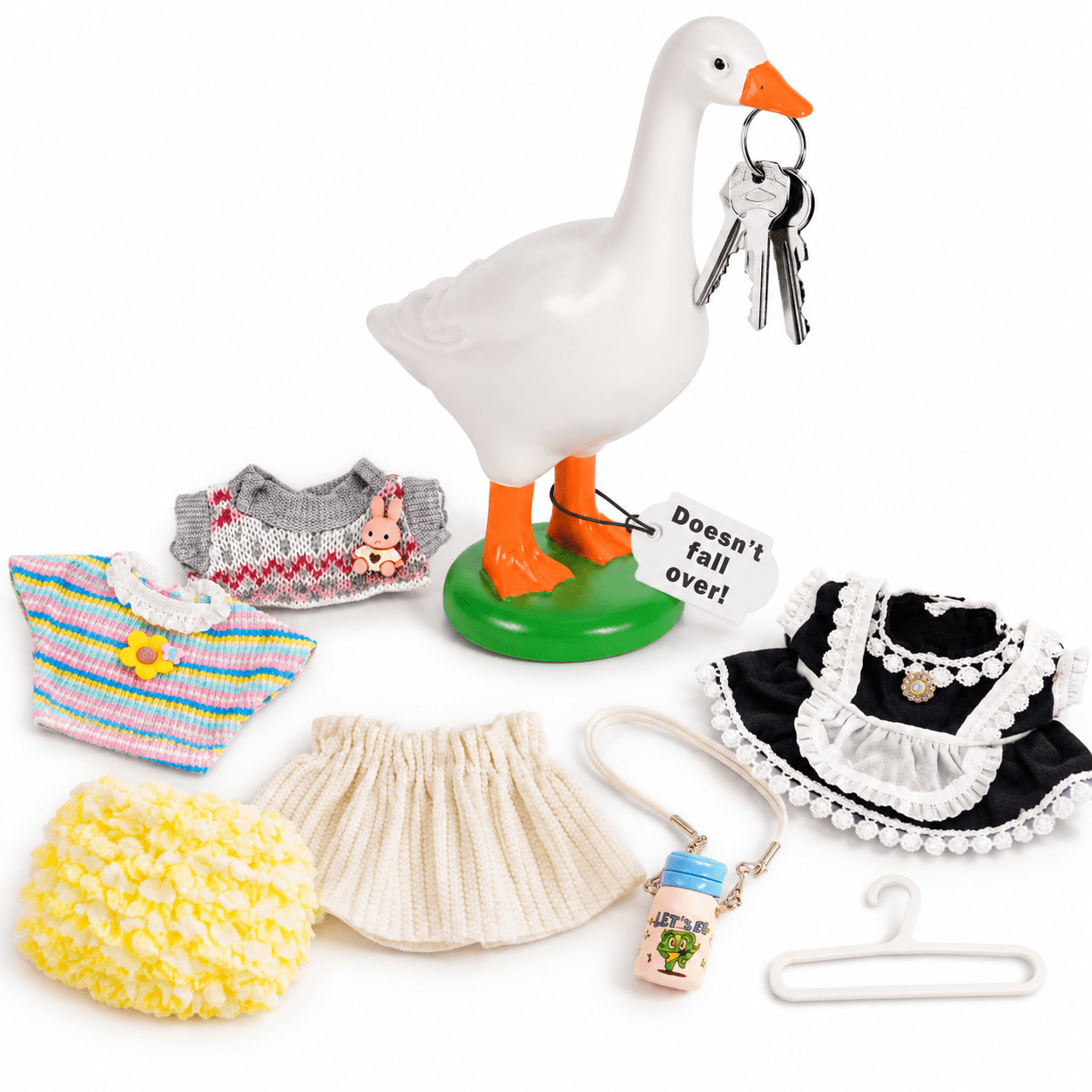 Desk Goose Figurine with Set of Three Outfits (Set A) – 7 Inch Weighted ...