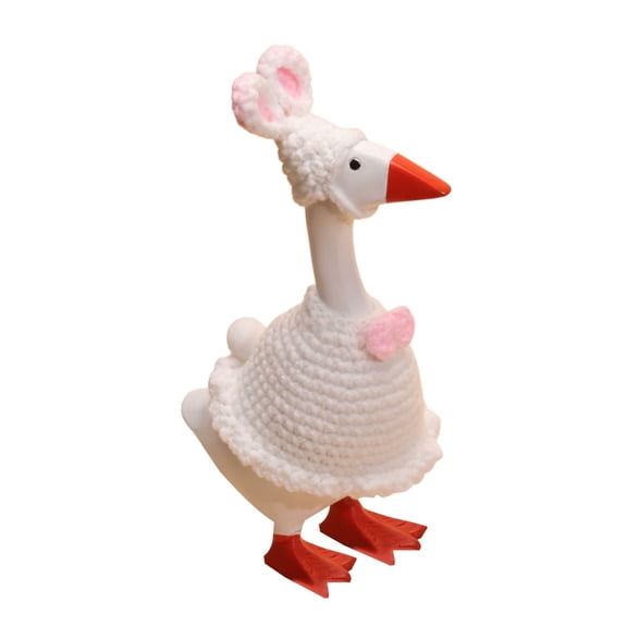 Desk Goose Outfits, Denbek Hand-Knitted Doll Set with Interchangeable Outfits, Garden Decoration Figurine Ornament, Multi-Themed Costumes