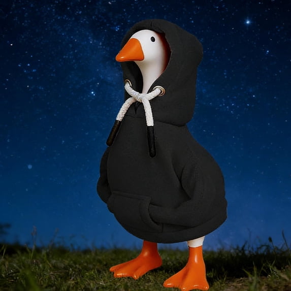 Desk Goose Outfits & Tabletop Accessories - Magnetic Mini Porch Goose Statue with Key & Clothes Decor, Cute Animal Ornament for Home Tabletop, Office Desk, Entryway, Living Room, 2*6in, Black