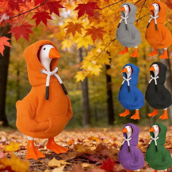 Desk Goose Outfits & Tabletop Accessories - Magnetic Mini Porch Goose Statue with Key & Clothes Decor, Cute Animal Ornament for Home Tabletop, Office Desk, Entryway, Living Room, 2*6in, Orange