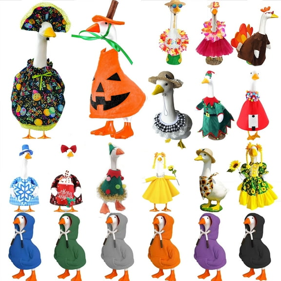 Desk Goose Outfits and Tabletop Goose Accessories, Mini Porch Goose Costume with Magnetic Statue Key Clothes, Cute Desktop Ornament for Home Office Decoration and Funny Holiday Goose Gift, HAODEJW