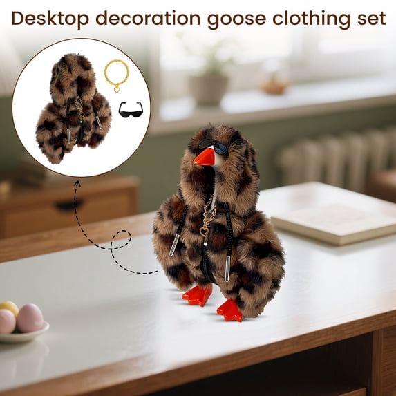 Desk Goose Outfits for 7 inch Desktop Goose, Hip Hop Style Set | Hoodie with Sunglasses, Gold Necklace, for Magnet Desk Geese, Creative Gift Choice