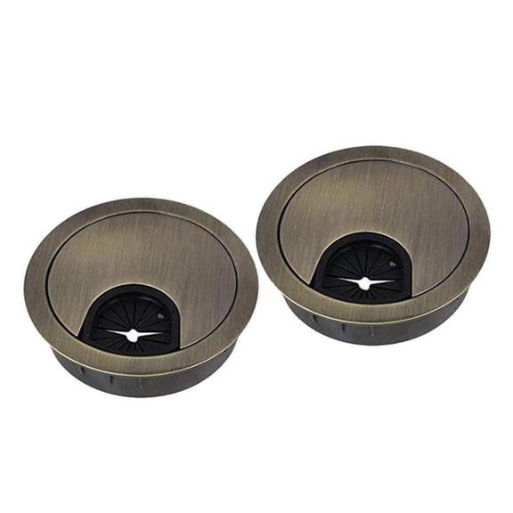 Desk Grommet 2 Inch, Matte Metal Desk Cord Cable Hole Cover Grommet - 2 Pack, Bronze