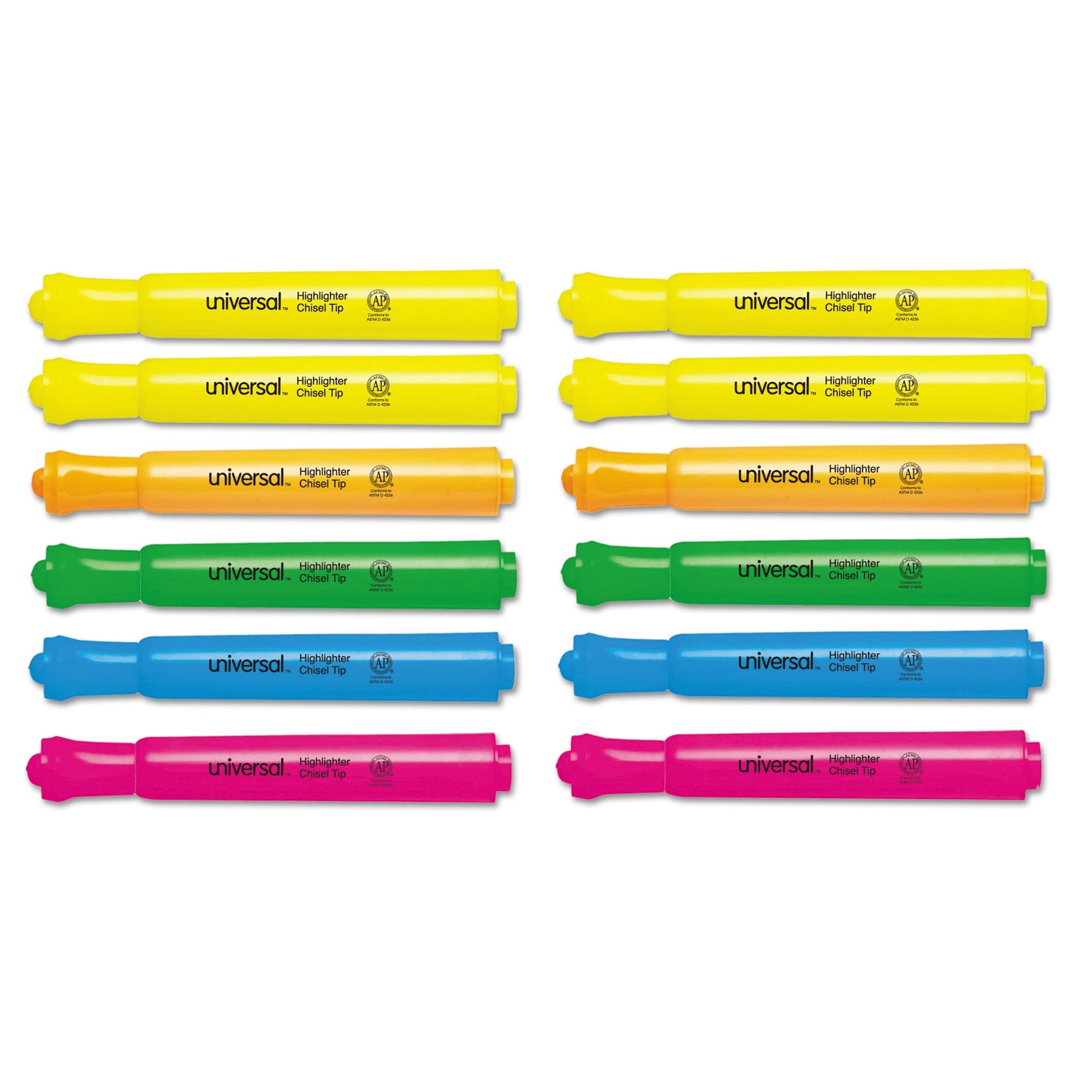 Desk Highlighters, Assorted Ink Colors, Chisel Tip, Assorted Barrel Colors, Dozen | Bundle of 5 Sets