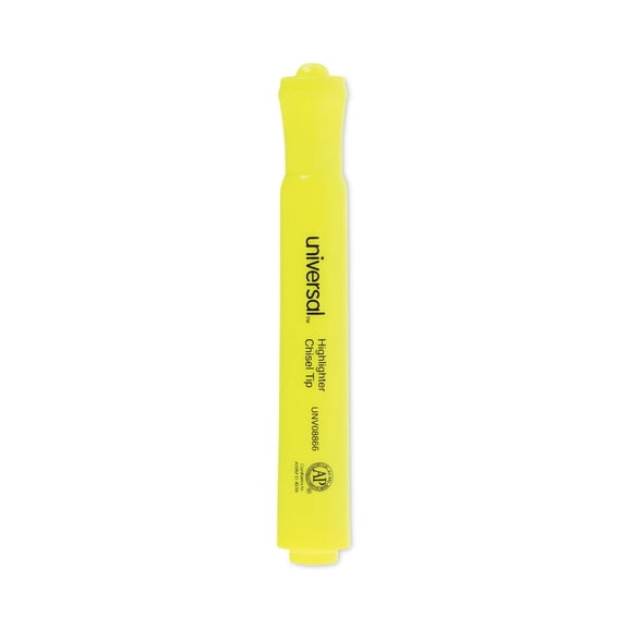 Universal Desk Highlighters, Chisel Tip, Fluorescent Yellow, 36/Pack -UNV08866