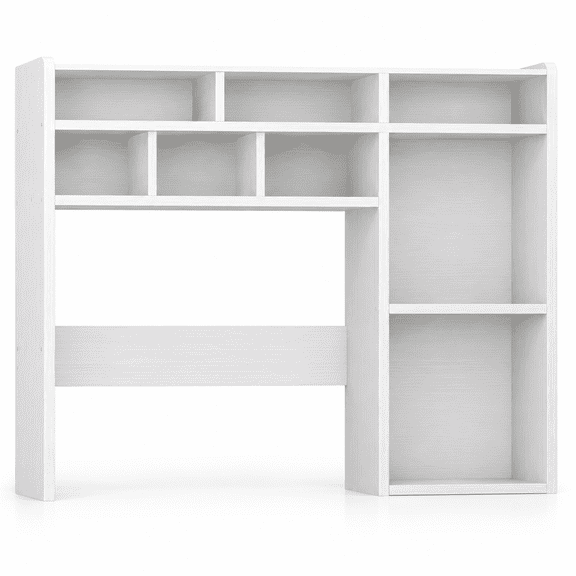 Desk Hutch White Desktop Bookshelf Shelf - 37 Inch Computer Desk Organizer for Dorm Room, Wood Storage Rack for Home Office Desktop Display Shelves, Small Bookcase for Top of Desk
