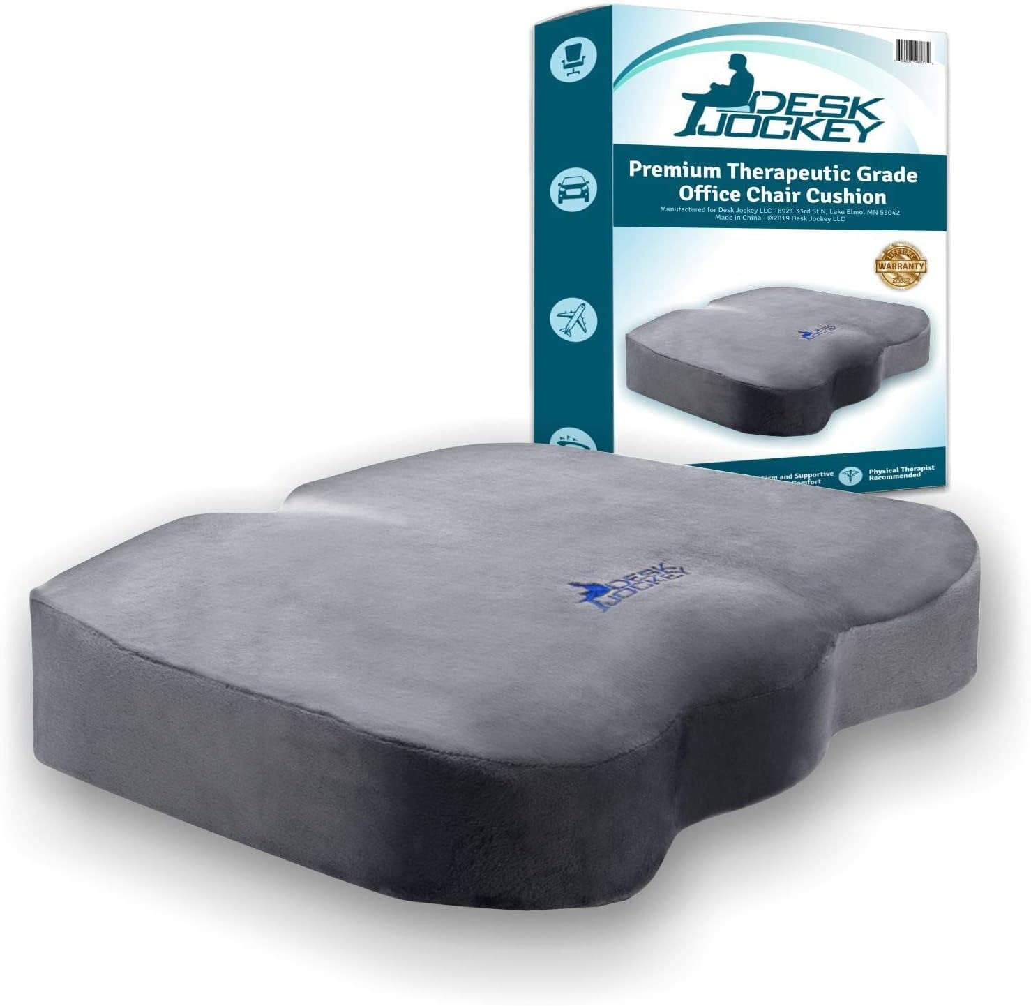 Desk Jockey Memory Foam Seat Cushion for Office Chairs, Recliners, and