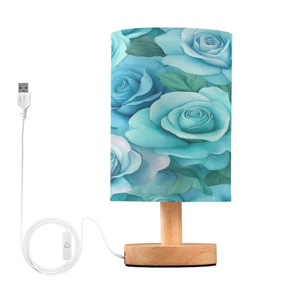 Desk Lamp Bedside Lamp 5.12x9.7In LED Lamp With USB Charging Interface For Bedroom Living Room Office Study Stylish Decoration Cartoon Turquoise Roses