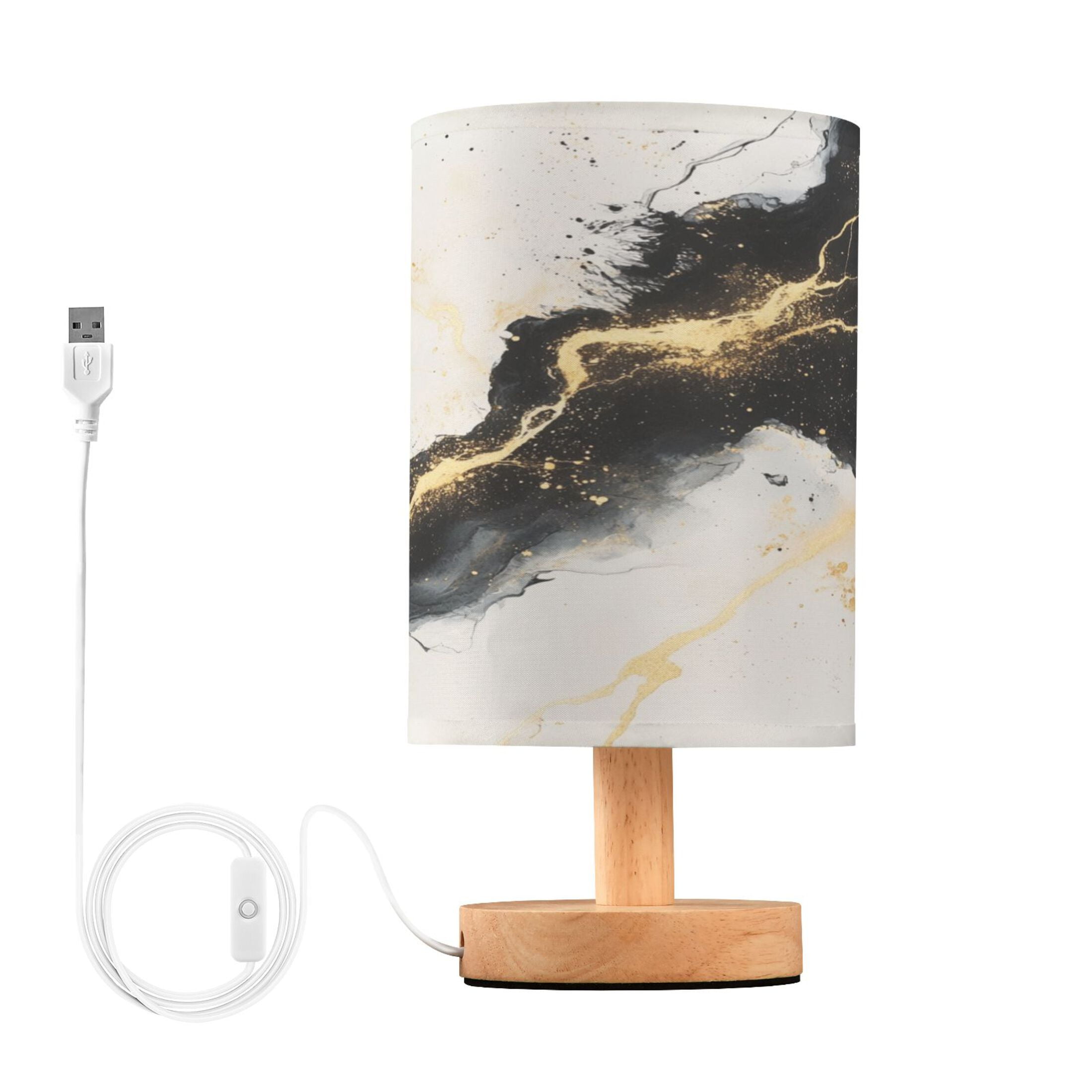 Desk Lamp Bedside Lamp 5.12x9.7In LED Lamp With USB Charging Interface For Bedroom Living Room Office Study Stylish Decoration Black Beautiful Marble
