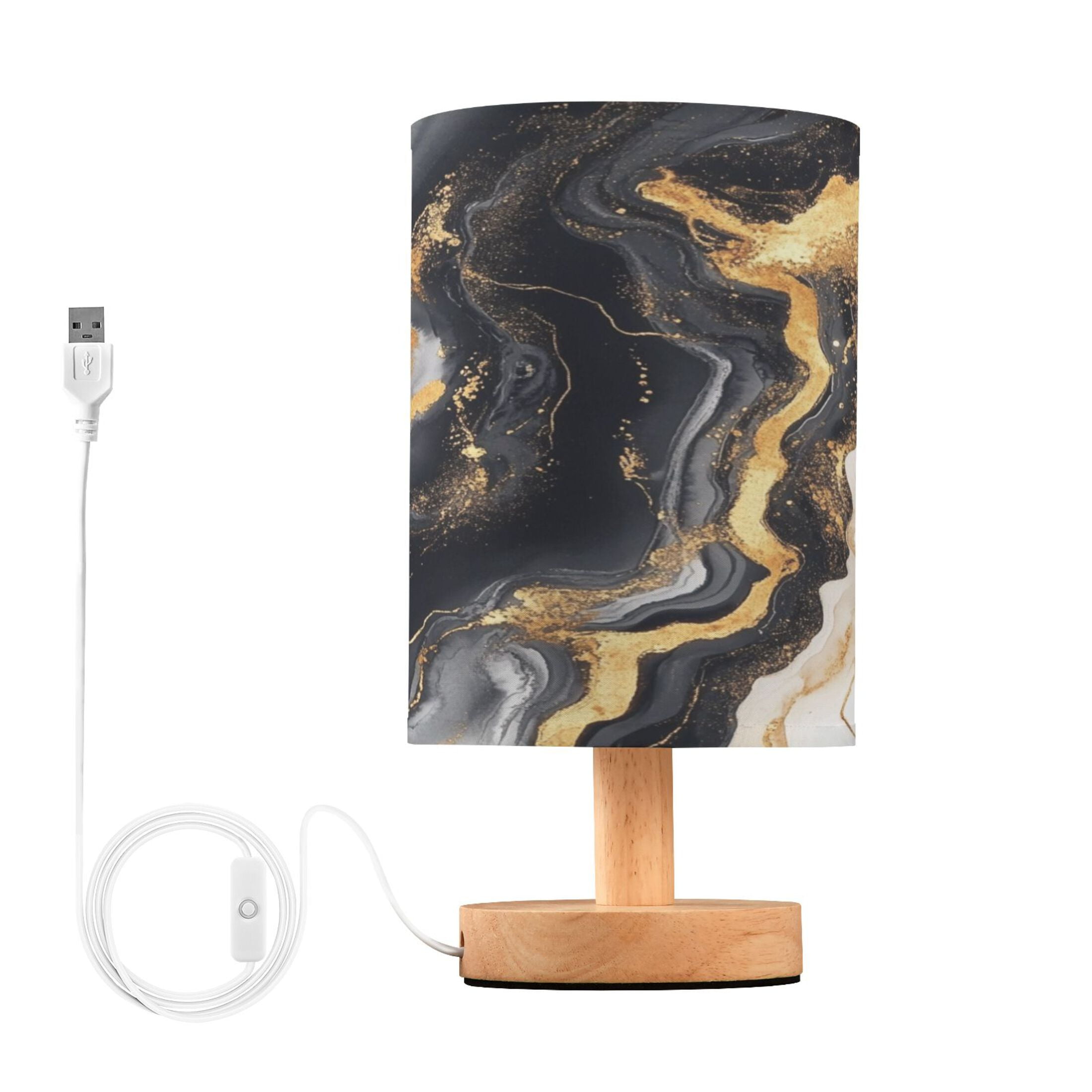 Desk Lamp Bedside Lamp 5.12x9.7In LED Lamp With USB Charging Interface For Bedroom Living Room Office Study Stylish Decoration Black Marble