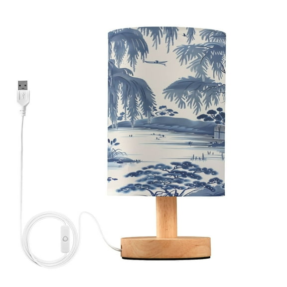Desk Lamp Bedside Lamp 5.12x9.7In LED Lamp With USB Charging Interface For Bedroom Living Room Office Study Stylish Decoration Blue Willow