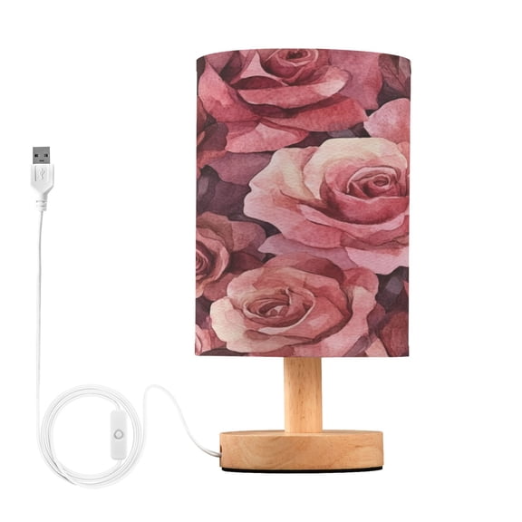 Desk Lamp Bedside Lamp 5.12x9.7In LED Lamp With USB Charging Interface For Bedroom Living Room Office Study Stylish Decoration Cartoon Maroon Roses