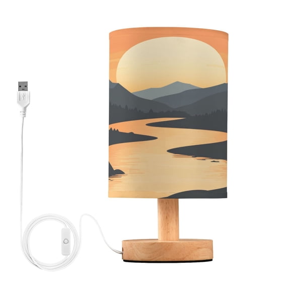 Desk Lamp Bedside Lamp 5.12x9.7In LED Lamp With USB Charging Interface For Bedroom Living Room Office Study Stylish Decoration Cartoon River Sunset