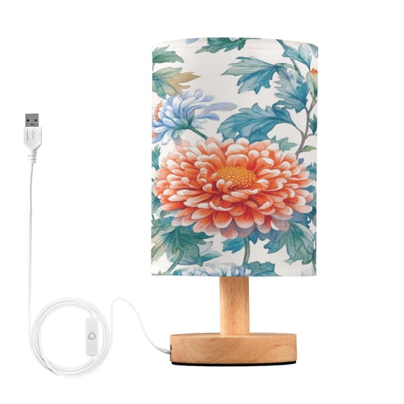 Desk Lamp Bedside Lamp 5.12x9.7In LED Lamp With USB Charging Interface For Bedroom Living Room Office Study Stylish Decoration Chrysanthemums Maroon