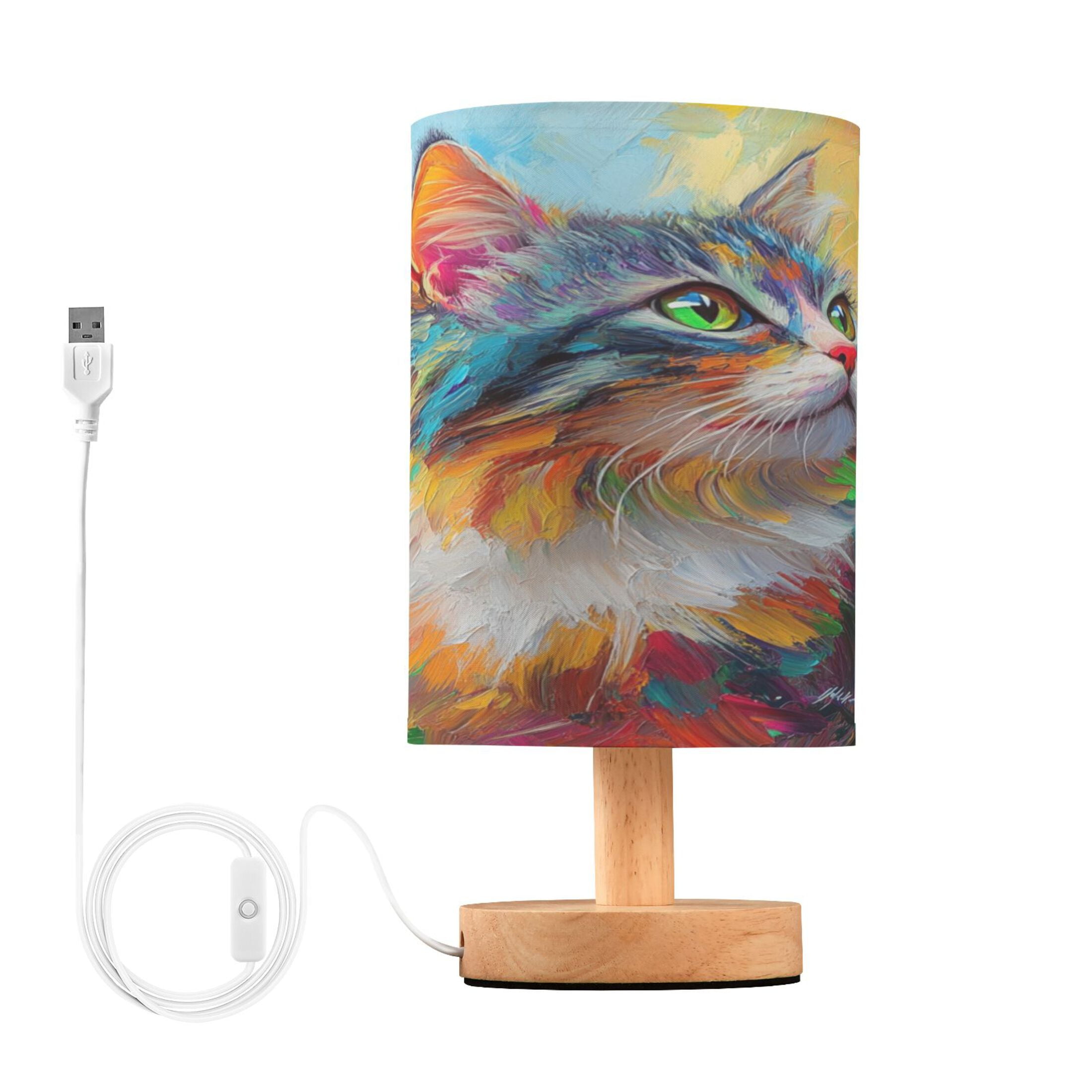 Desk Lamp Bedside Lamp 5.12x9.7In LED Lamp With USB Charging Interface For Bedroom Living Room Office Study Stylish Decoration Colorful Cartoon Cat