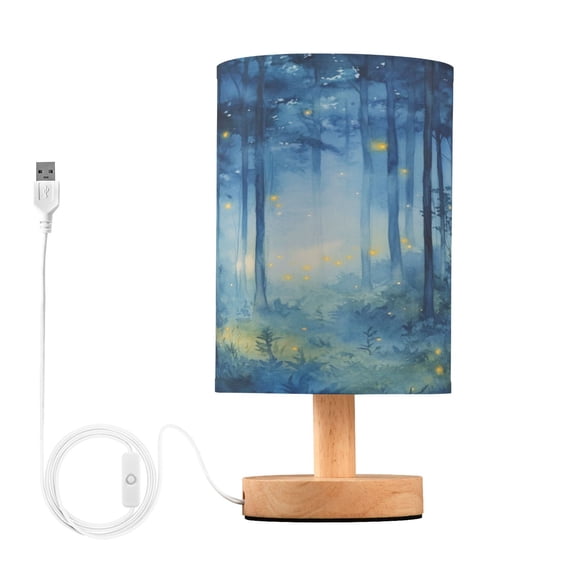 Desk Lamp Bedside Lamp 5.12x9.7In LED Lamp With USB Charging Interface For Bedroom Living Room Office Study Stylish Decoration Firefly Forest