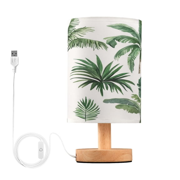 Desk Lamp Bedside Lamp 5.12x9.7In LED Lamp With USB Charging Interface For Bedroom Living Room Office Study Stylish Decoration Green Palm Trees