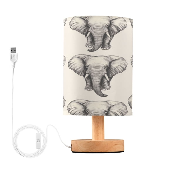 Desk Lamp Bedside Lamp 5.12x9.7In LED Lamp With USB Charging Interface For Bedroom Living Room Office Study Stylish Decoration Grey Elephant Pattern