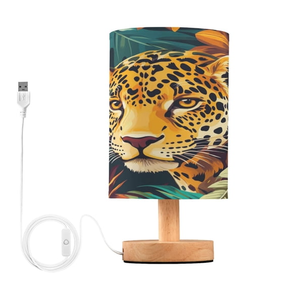 Desk Lamp Bedside Lamp 5.12x9.7In LED Lamp With USB Charging Interface For Bedroom Living Room Office Study Stylish Decoration Jungle Jaguar Pattern