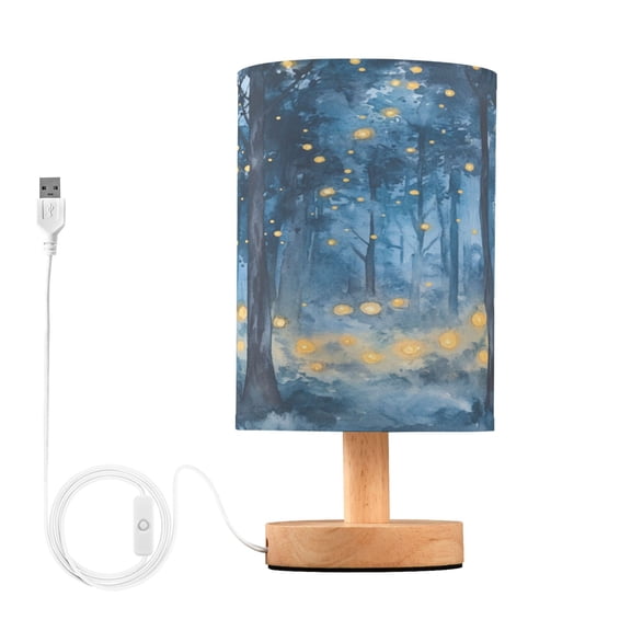 Desk Lamp Bedside Lamp 5.12x9.7In LED Lamp With USB Charging Interface For Bedroom Living Room Office Study Stylish Decoration Lovely Firefly Forest