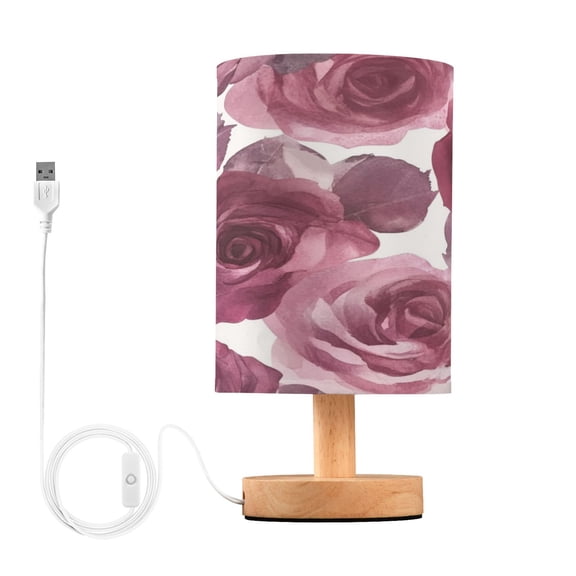 Desk Lamp Bedside Lamp 5.12x9.7In LED Lamp With USB Charging Interface For Bedroom Living Room Office Study Stylish Decoration Maroon Roses