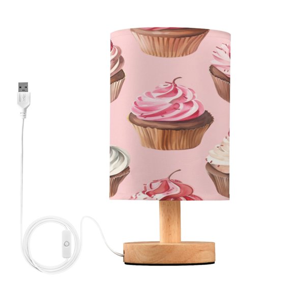 Desk Lamp Bedside Lamp 5.12x9.7In LED Lamp With USB Charging Interface For Bedroom Living Room Office Study Stylish Decoration Pink Cupcake