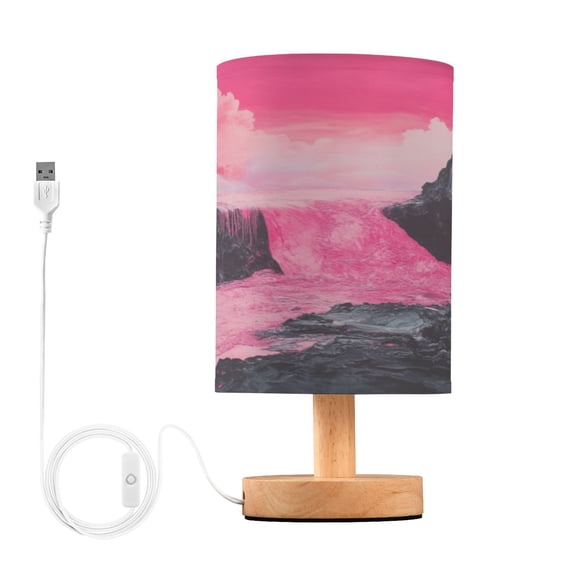 Desk Lamp Bedside Lamp 5.12x9.7In LED Lamp With USB Charging Interface For Bedroom Living Room Office Study Stylish Decoration Pink Lava Pattern