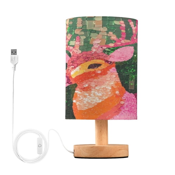 Desk Lamp Bedside Lamp 5.12x9.7In LED Lamp With USB Charging Interface For Bedroom Living Room Office Study Stylish Decoration Pink Sequined Deer