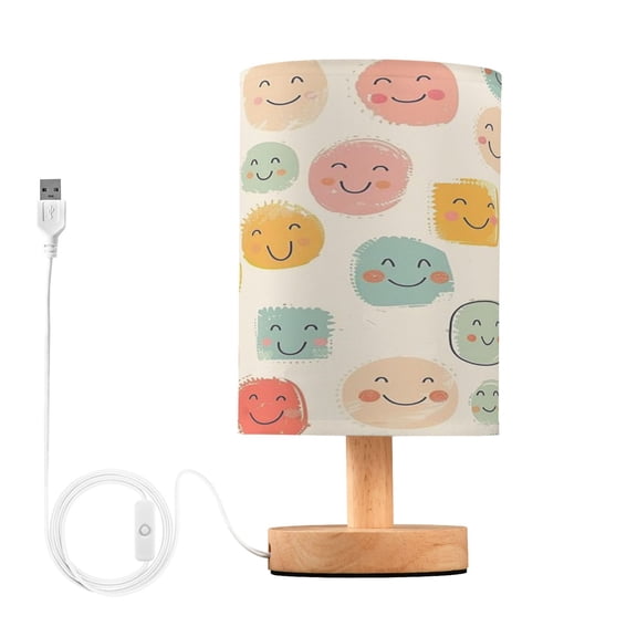 Desk Lamp Bedside Lamp 5.12x9.7In LED Lamp With USB Charging Interface For Bedroom Living Room Office Study Stylish Decoration Pink Smiling Faces