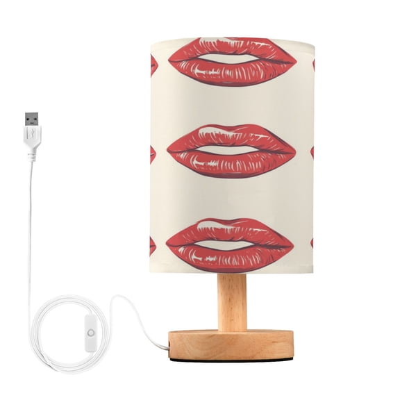 Desk Lamp Bedside Lamp 5.12x9.7In LED Lamp With USB Charging Interface For Bedroom Living Room Office Study Stylish Decoration Red Lip Pattern
