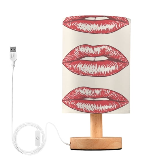 Desk Lamp Bedside Lamp 5.12x9.7In LED Lamp With USB Charging Interface For Bedroom Living Room Office Study Stylish Decoration Red Lips