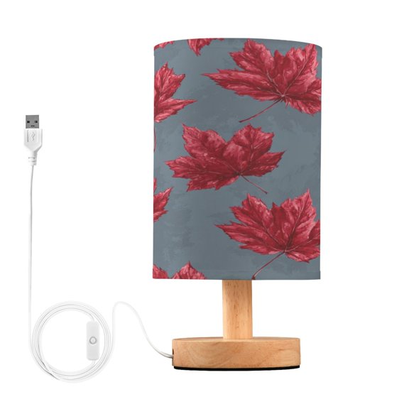 Desk Lamp Bedside Lamp 5.12x9.7In LED Lamp With USB Charging Interface For Bedroom Living Room Office Study Stylish Decoration Red Maple Leaf Cute