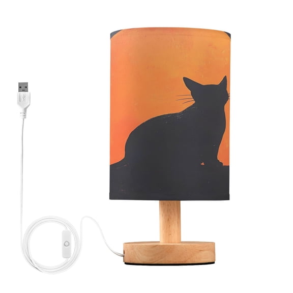 Desk Lamp Bedside Lamp 5.12x9.7In LED Lamp With USB Charging Interface For Bedroom Living Room Office Study Stylish Decoration Red Moon Cat