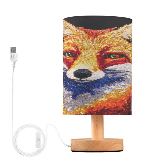 Desk Lamp Bedside Lamp 5.12x9.7In LED Lamp With USB Charging Interface For Bedroom Living Room Office Study Stylish Decoration Red Sequined Fox