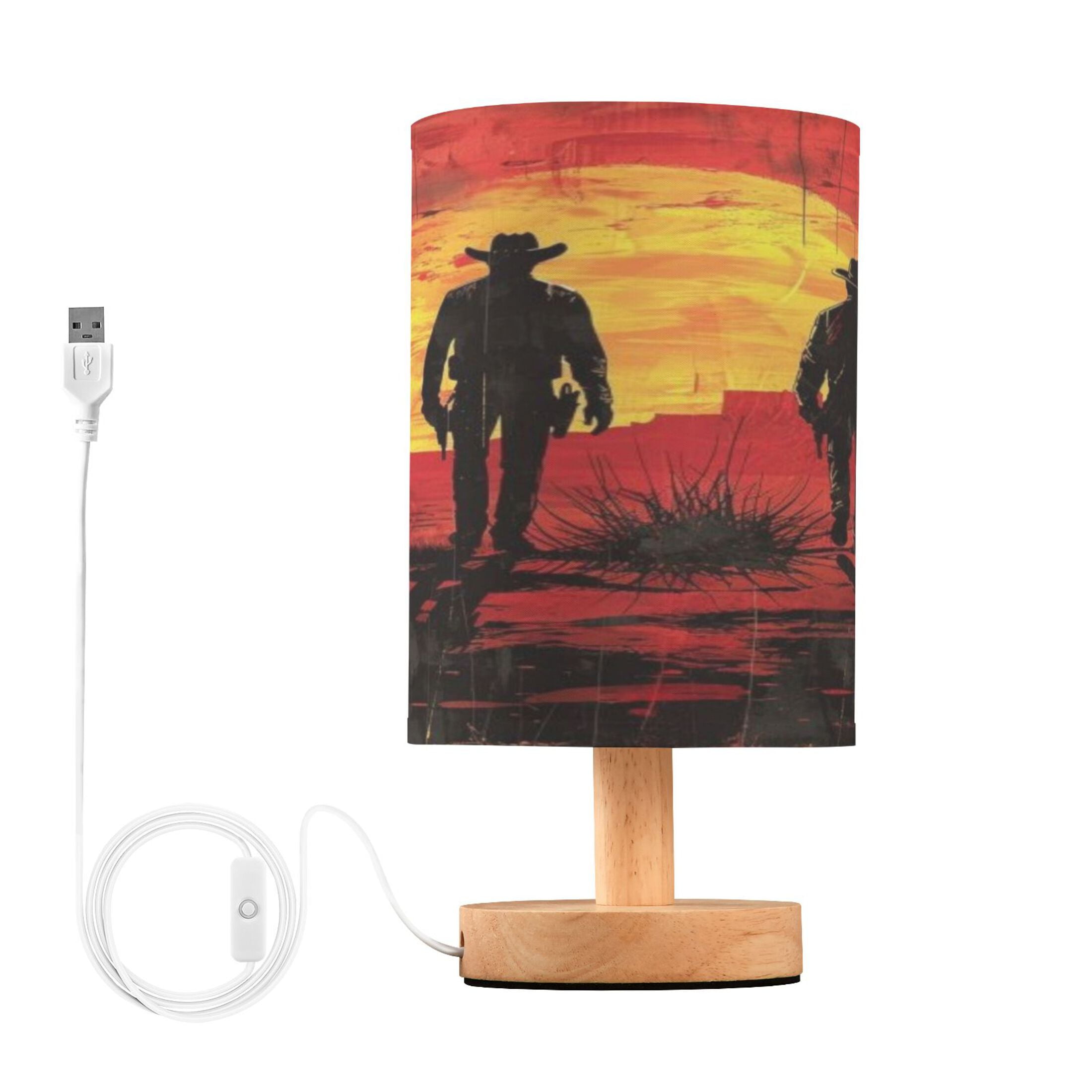 Desk Lamp Bedside Lamp 5.12x9.7In LED Lamp With USB Charging Interface For Bedroom Living Room Office Study Stylish Decoration Red Western Cowboy