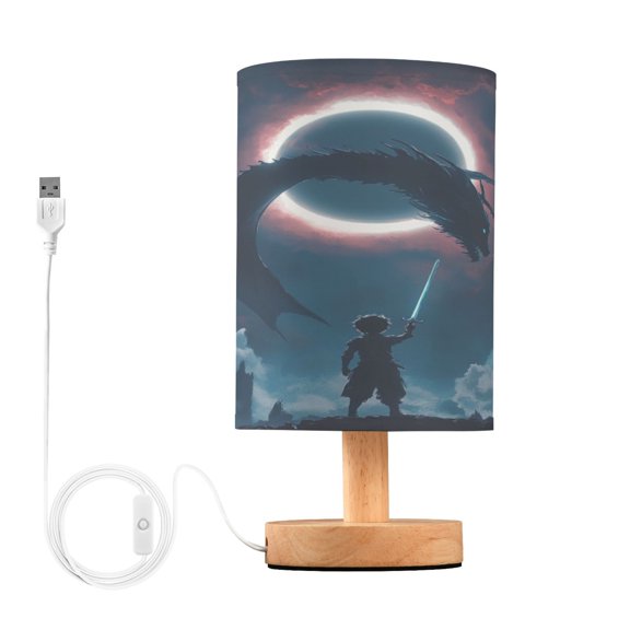 Desk Lamp Bedside Lamp 5.12x9.7In LED Lamp With USB Charging Interface For Bedroom Living Room Office Study Stylish Decoration Slaying The Dragon