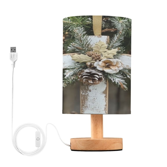 Desk Lamp Bedside Lamp 5.12x9.7In LED Lamp With USB Charging Interface For Bedroom Living Room Office Study Stylish Decoration White Christmas Cross