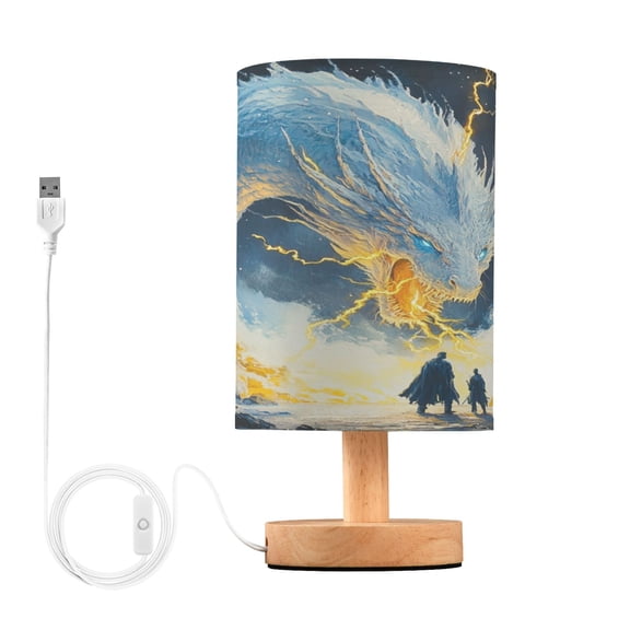 Desk Lamp Bedside Lamp 5.12x9.7In LED Lamp With USB Charging Interface For Bedroom Living Room Office Study Stylish Decoration White Lightning Dragon